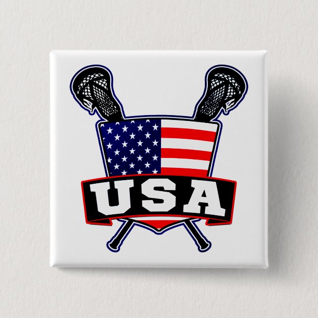 Amerikanska USA Lacrosse Pin Knapp (Framsida)