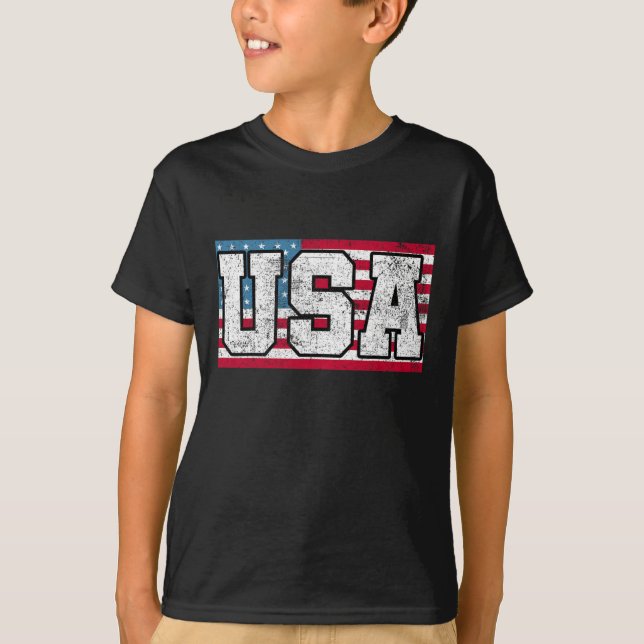 Amerikanska USA:s Flagga 4 juli T Shirt (Framsida)