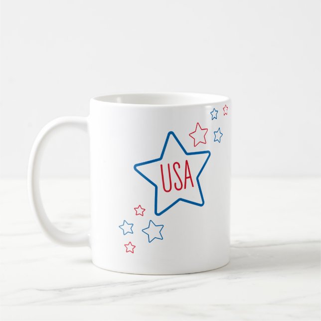 Amerikanska USA Stjärnfall Fjärde Juli Kaffemugg (Vänster)