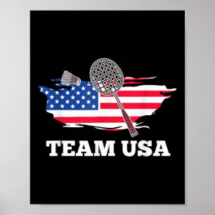 Amerikanska Usa Team Shuttle Rackett Badminton Spe Poster