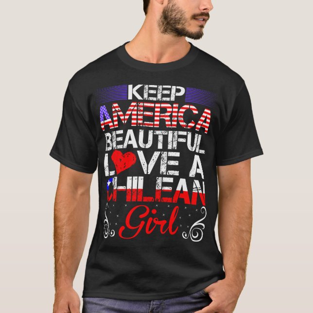 Amerikanska vackra Kärlek Chilean Girl Gift T Shirt (Framsida)