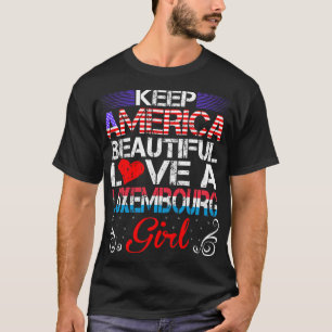 Amerikanska vackra Kärlek Luxembourg Girl Gift T Shirt