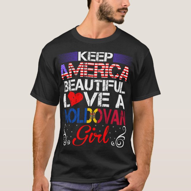Amerikanska vackra Kärlek Moldovan Girl Gift T Shirt (Framsida)
