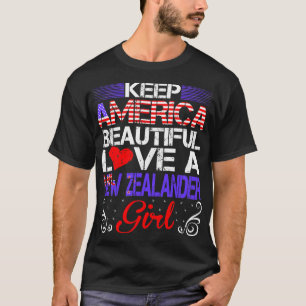 Amerikanska vackra Kärlek New Zealander Girl Gift T Shirt