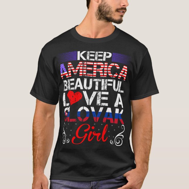 Amerikanska vackra Kärlek-slovakiska flickgåva T Shirt (Framsida)