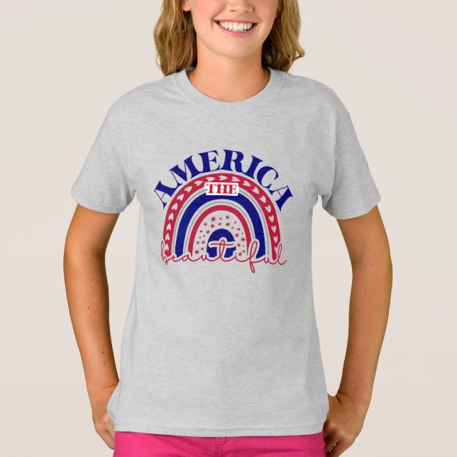 Amerikanska vackra regnbågen t shirt (Framsida)