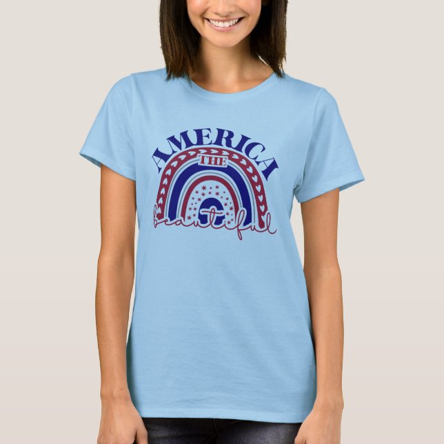 Amerikanska vackra regnbågen t shirt (Framsida)