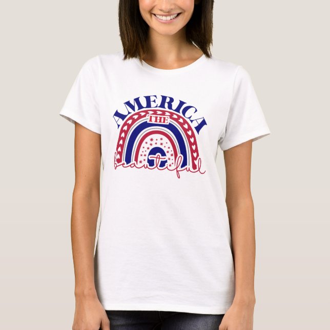 Amerikanska vackra regnbågen t shirt (Framsida)