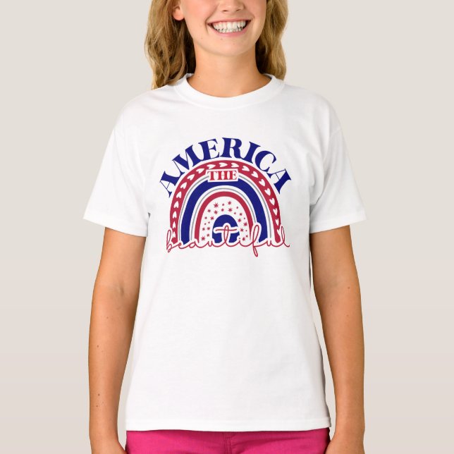 Amerikanska vackra regnbågen t shirt (Framsida)