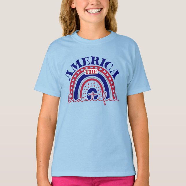 Amerikanska vackra regnbågen t shirt (Framsida)