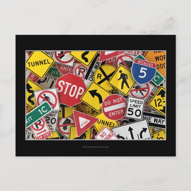 Amerikanska vägmärken vykort (Framsida)