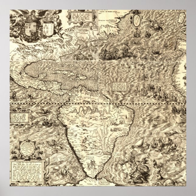 Amerikanska världskartan av Diego Gutiérrez Poster (Framsidan)