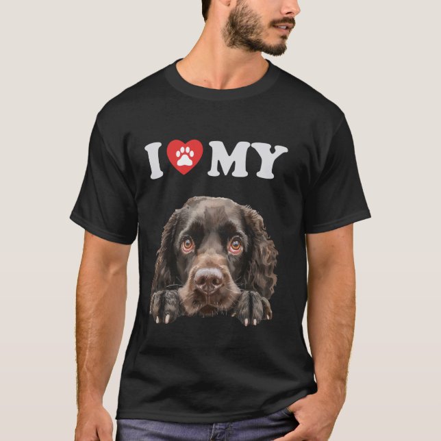 Amerikanska Vatten-spanjoren.. - Hjärta min Hund R T Shirt (Framsida)