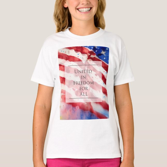 Amerikanska vattenfärger,amerikansk flagga för all t shirt (Framsida)