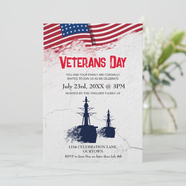 Amerikanska veterandagen Patriotic Inbjudan, Inbjudningar (Stående Fram)