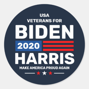 Amerikanska veteraner för Biden Harris 2020 Proud Runt Klistermärke