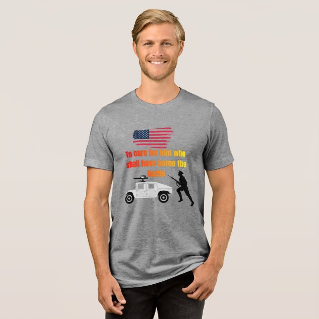 Amerikanska veteraner grå t shirt (Framsida Full)