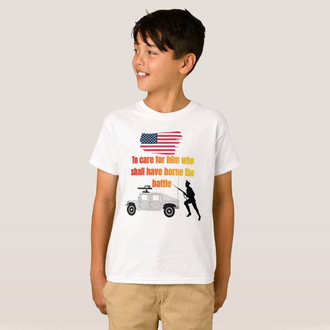 Amerikanska veteraner vita t shirt (Hel framsida)