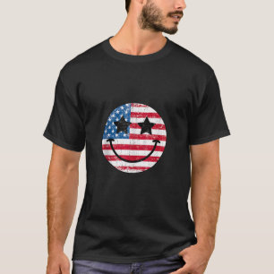 Amerikanska Vibes Smile Ansikte Amerikanska USA fl T Shirt