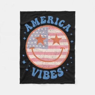 Amerikanska vibrationer Glad ansikte Leende Amerik Fleecefilt