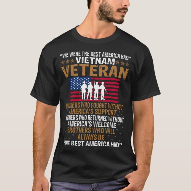 Amerikanska Vietnam Veteran USA flagga T Shirt (Framsida)