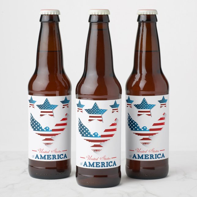 Amerikanska Vin Etikett (A soaring eagle and classic flag colors perfect for fourth of July parties and gatherings. )