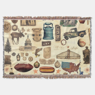 Amerikanska vintagar och nostalgiska nationella sy filt