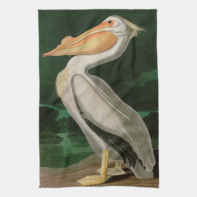Amerikanska vita Pelican Birds of America Audubon Kökshandduk (Vertikal)