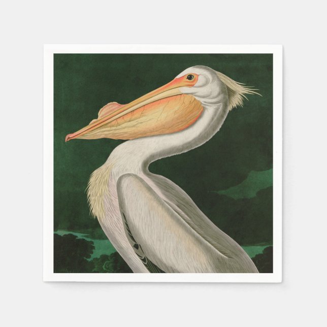Amerikanska vita Pelican Birds of America Audubon Pappersservett (Framsidan)