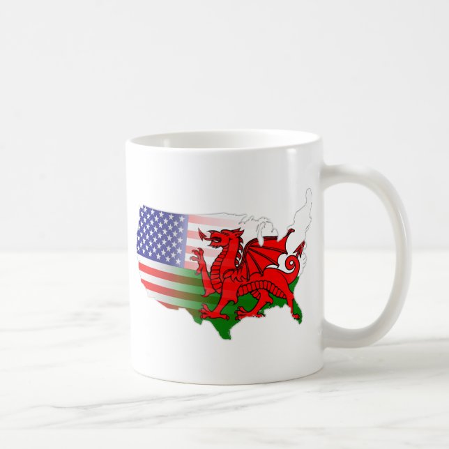 Amerikanska walesiska Flaggor Karta Kaffemugg (Höger)