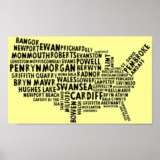 Amerikanska walesiska Ställe Namn Poster (Framsidan)