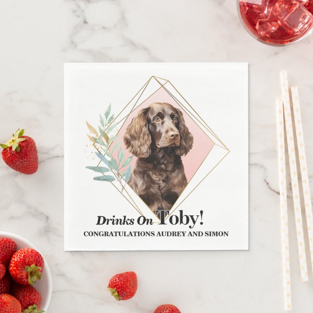 Amerikanska Water Spaniel Bröllops Servetter med F (Insitu)