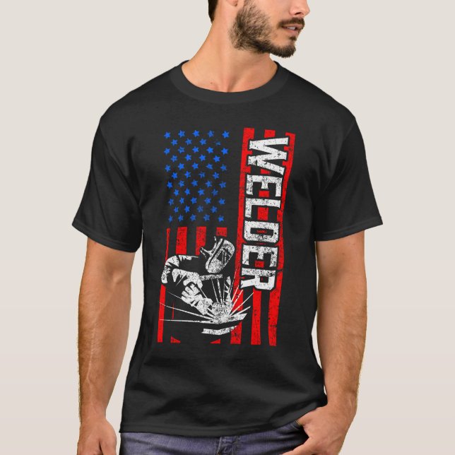 Amerikanska Welder Proud Make T Shirt (Framsida)