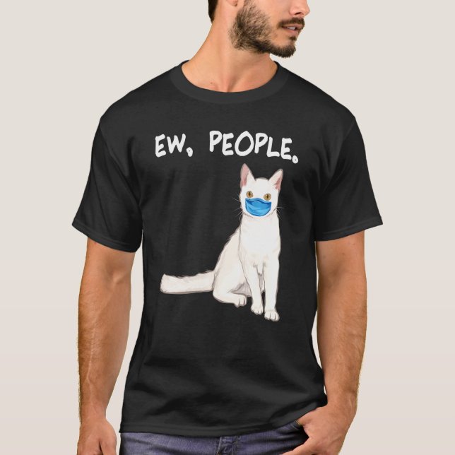 Amerikanska Wirehair Ew People Cat Wearing Ansikte T Shirt (Framsida)