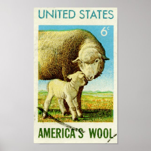 Amerikanska ylle Retro Sheep Poster (Framsidan)