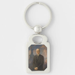 Amerikanske presidenten Woodrow Wilson & Liberty Rektangulärt Silverfärgad Nyckelring
