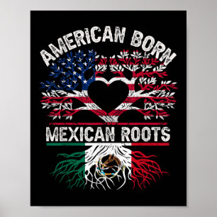 Amerikanskfödd mexikansk rötter Flagga Träd Mexiko Poster