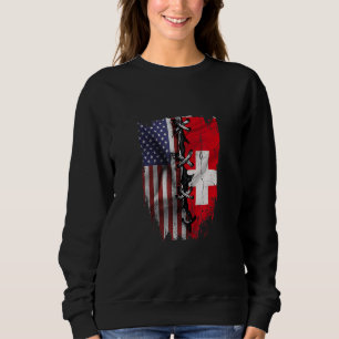 Amerikanskodlad schweizisk rötter USA Schweiz flag T Shirt