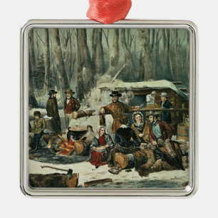 Amerikanskogplats - lönn som sockrar, 1856 julgransprydnad metall