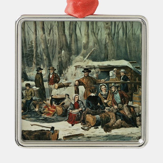 Amerikanskogplats - lönn som sockrar, 1856 julgransprydnad metall (Framsidan)