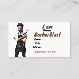 Amerikanskt, 89 mm x 51 mm Affärskort,Barbertema Visitkort