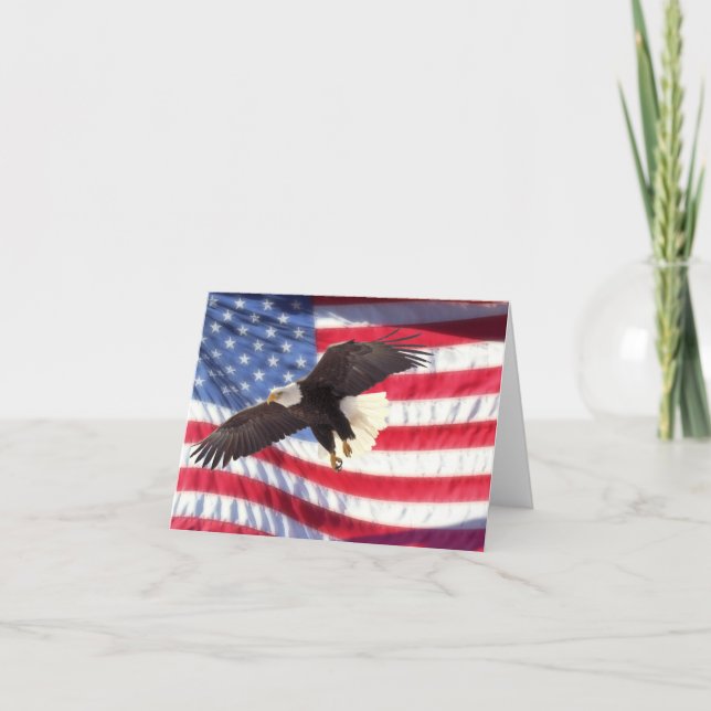 Amerikanskt agle- och Flagga Note Card Kort (Framsida)