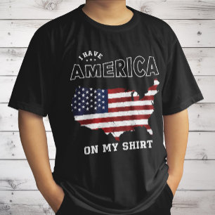 Amerikanskt arv USA flagga, jag har Amerika på min T Shirt