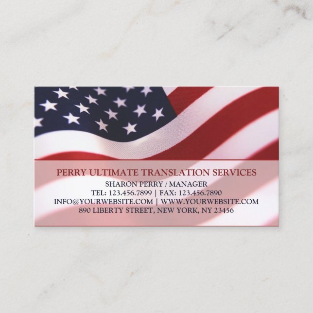 Amerikanskt Flagga Affärskort Visitkort (Framsida)