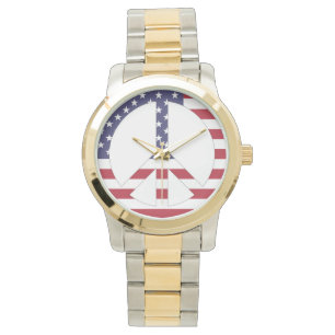 AMERIKANSKT FLAGGA FREDSTECKEN ARMBANDSUR
