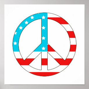 Amerikanskt Flagga Fredstecken Poster