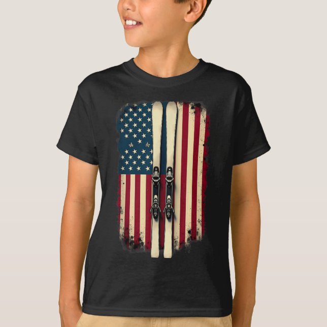 Amerikanskt Flagga-hoppas-skiva_2 T Shirt (Framsida)