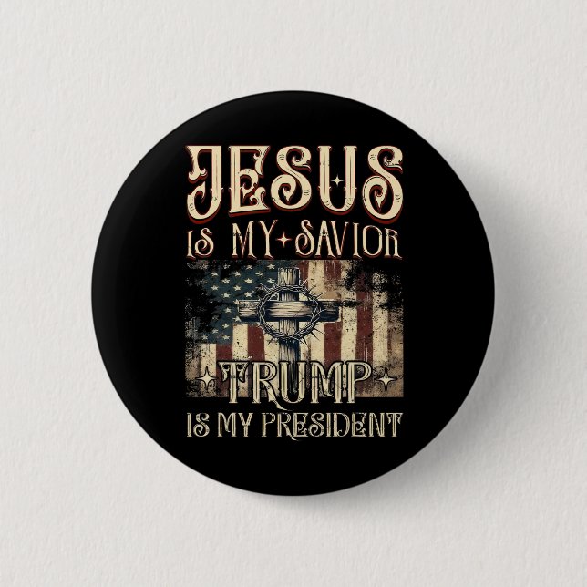 Amerikanskt Flagga Jesus är min själ... Knapp (Framsida)