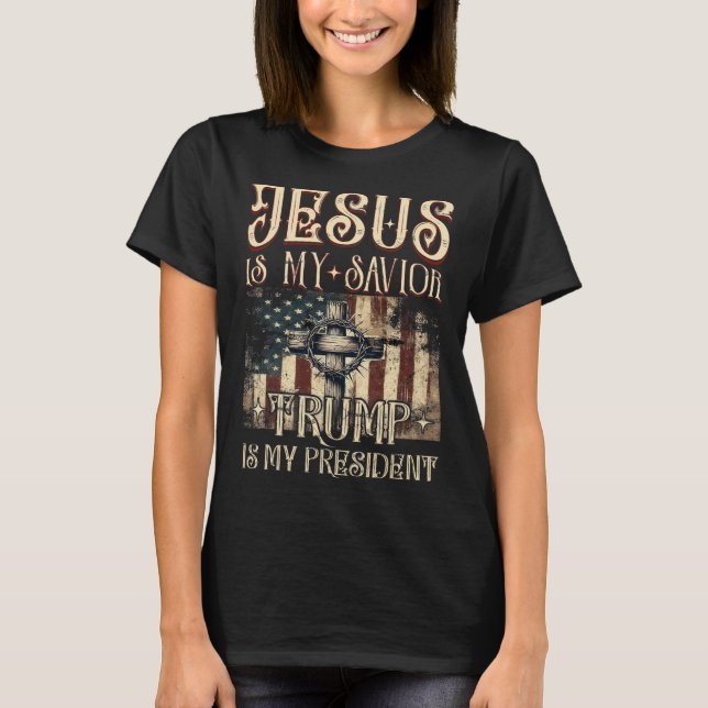 Amerikanskt Flagga Jesus är min själ... T Shirt (Framsida)