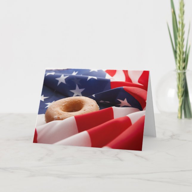 Amerikanskt Flagga- och donutkort Kort (Framsida)